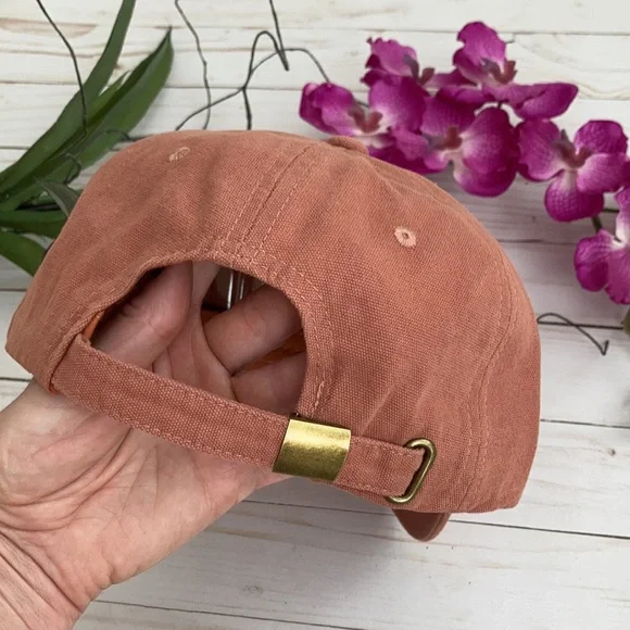 Coral Color Acid Washed Baseball Cap - Picture 4 of 5